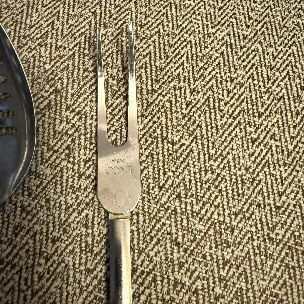 Vintage Ecko 'Spice of Life' Vegetables Chromium Plated Slotted Spoon Meat Fork‎